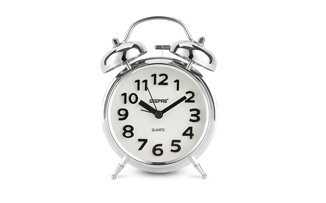 White Retro Bell Alarm Clock With Night Lamp product image