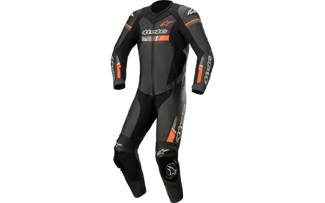 Alpinestars Gp Force Chaser One Piece Leather Motorcycle Suit - Black Red Fluo Uk 46 Eu 56 Us 46