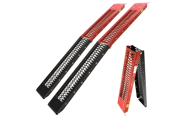 Black Pro Range B5384 Steel Folding Motorcycle Ramp Red Black Pair