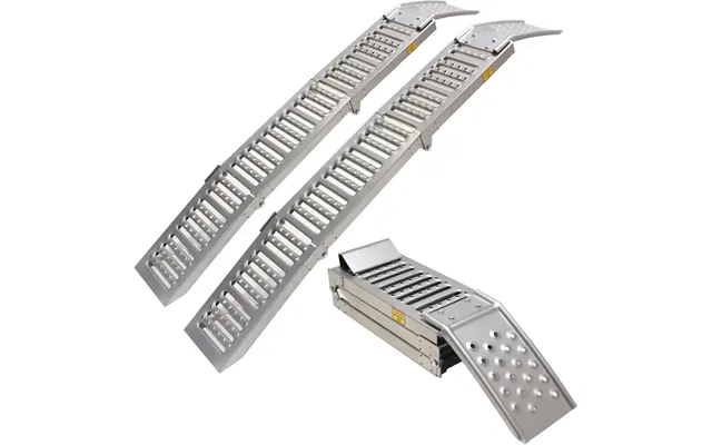 Black Pro Range B5390 Tri-fold Steel Motorcycle Loading Ramp Silver Pair