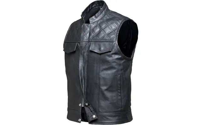 Black Renegade Leather Motorcycle Vest - Black Uk 38 Eu 48 Us 38 L