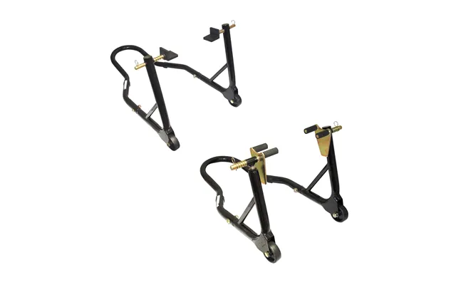 Motogp Round Tubing Front & Rear Track Paddock Stand Set - Black
