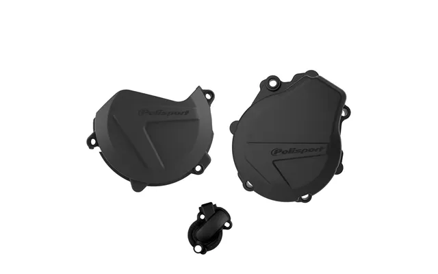 Polisport Clutch & Ignition Cover Protectors For Ktm Exc-f 450 500 & Husqvarna Fe 450 501 2017-2023 Black