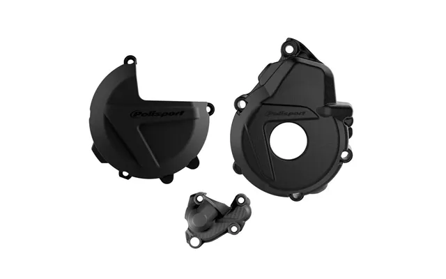 Polisport Clutch & Ignition Cover Protectors For Ktm Husqvarna Exc-f 250 350 2017-2023 - Fe 250 350 2019-2023 Black