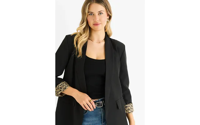 Black Contrast Animal Edge To Edge Blazer - S-m Uk 8-10 Us 4-6 Eu 36-38 Black