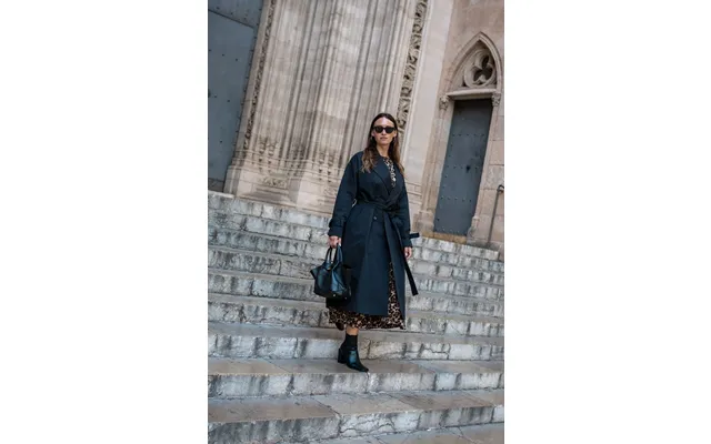 Black Double Breast Longline Belted Trench Coat - Black Uk 14 Us 10 Eu 42 100% Polyester