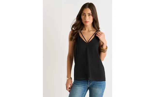Black Plain Strappy Cami Top - Black S-m Uk 8-10 Us 4-6 Eu 36-38