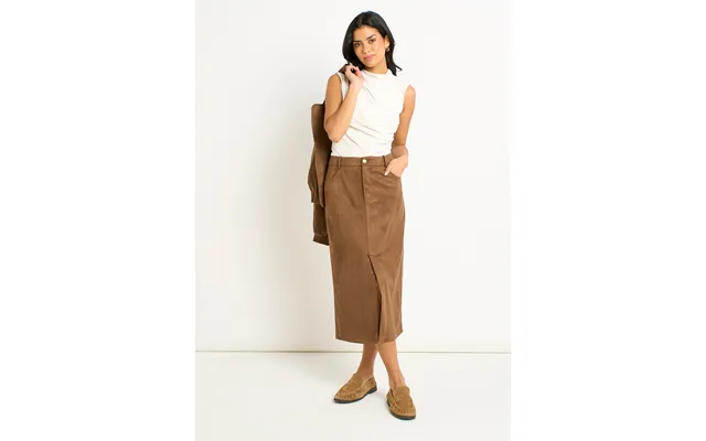 Brown Faux Suede Pencil Skirt - Uk 14 Us 10 Eu 42