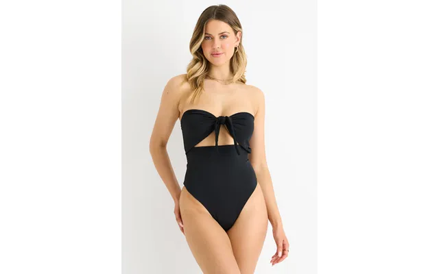 Front Tie Bandeau Swimsuit - Black Uk 8 Us 4 Eu 36 84% Polyamide & 16% Elastane