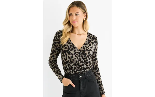 Grey Animal Wrap Jersey Bodysuit - Uk 16 Us 12 Eu 44