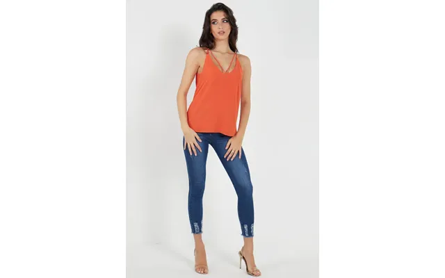 Orange Plain Strappy Cami Top - S-m Uk 8-10 Us 4-6 Eu 36-38