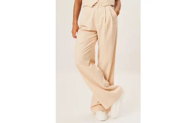 Stone Tailored Cotton Wide Leg Trousers - Stone Uk 14 Us 10 Eu 42