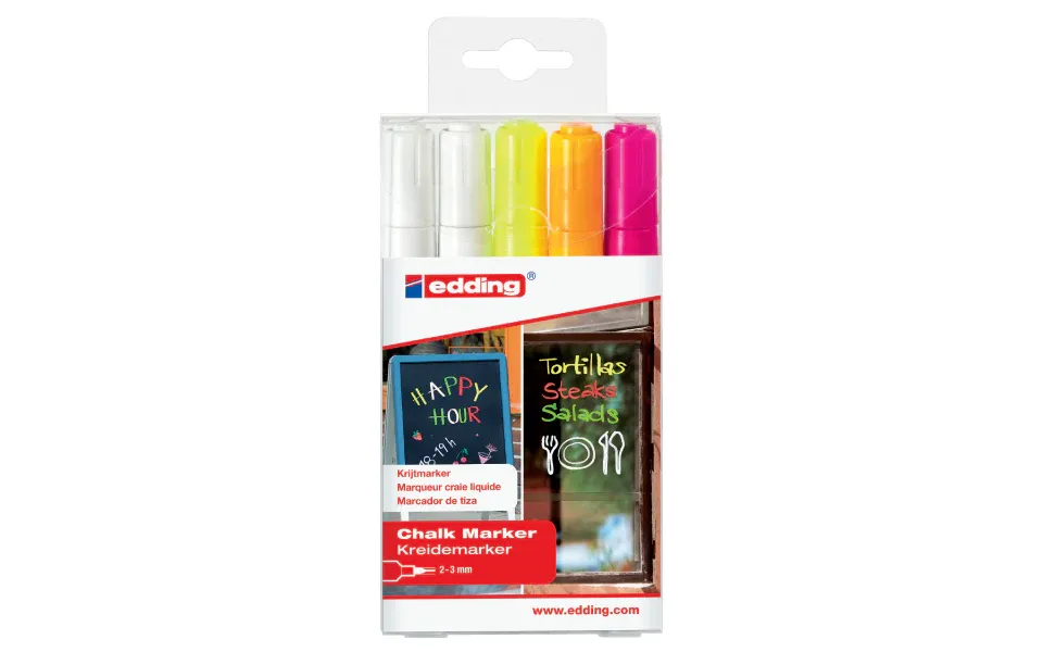 Edding 4095 Chalk Assorted Wallet Of 5 Markers 2x049 1x065 1x066 1x069