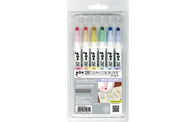 Zig Clean Colour Dot Single 6 Pieces Mild Colours