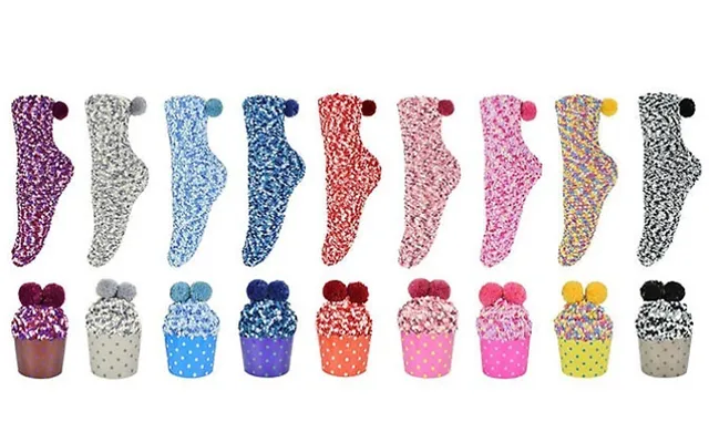 1, 3 Or 9-pack Of Plush Cupcake Socks - 9 Colours product image