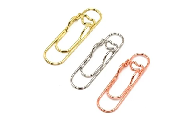 10-pack Of Metal Heart Pen Holder Clips - 3 Colours product image