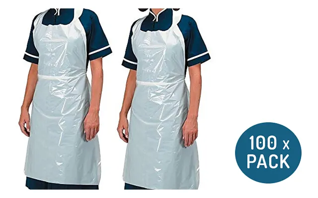 100 White Disposable Anti-bacterial Aprons
