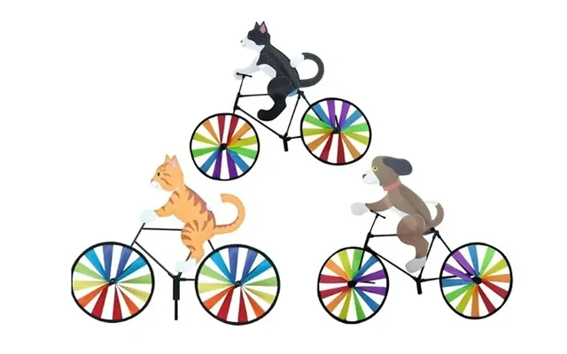 2 Or 3-pack Of Cycling Animal Wind Spinners With Rainbow Wheels - 3 Colours