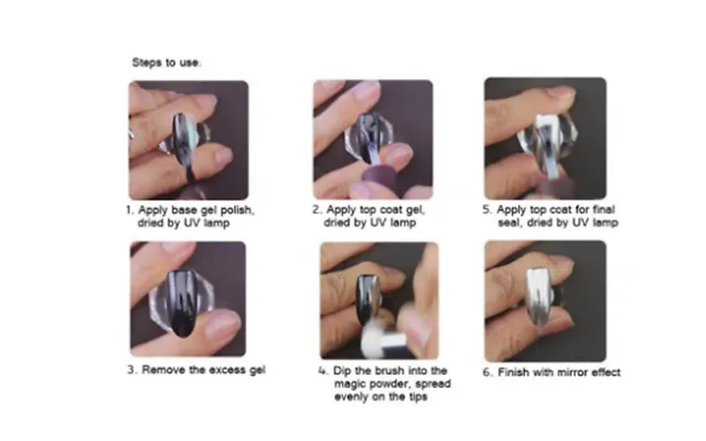 2 X Metallic Mirror-effect Uv Gel Nail Powder - Gold & Silver