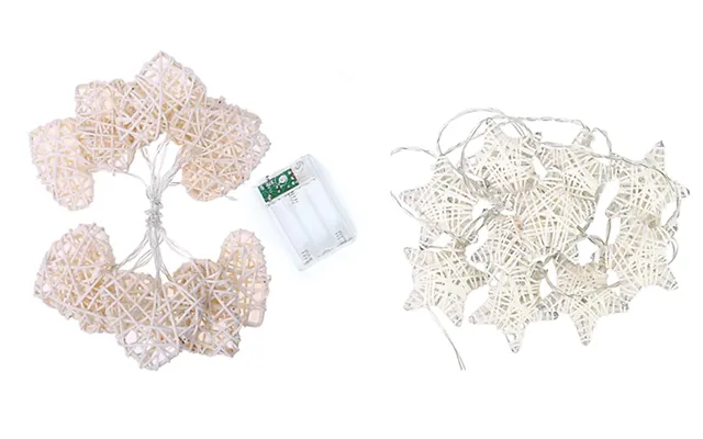20 Led White Rattan Fairy Lights - 2 Designs
