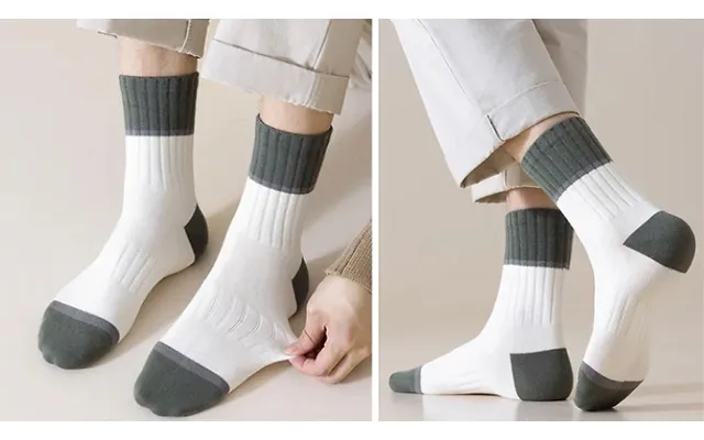 5 Pairs Of Colour-blocked Mid-calf Sports Socks product image