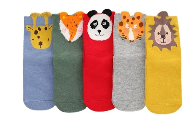 5-pack Of Kids Animal Face Socks - 2 Sizes