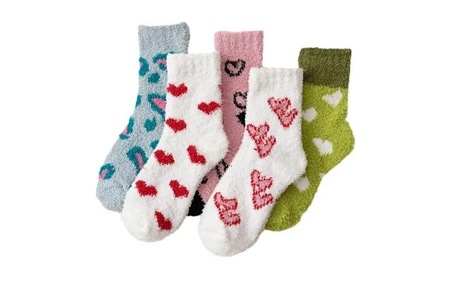 5-pack Of Soft & Fluffy Love Heart Socks - 5 Colours product image