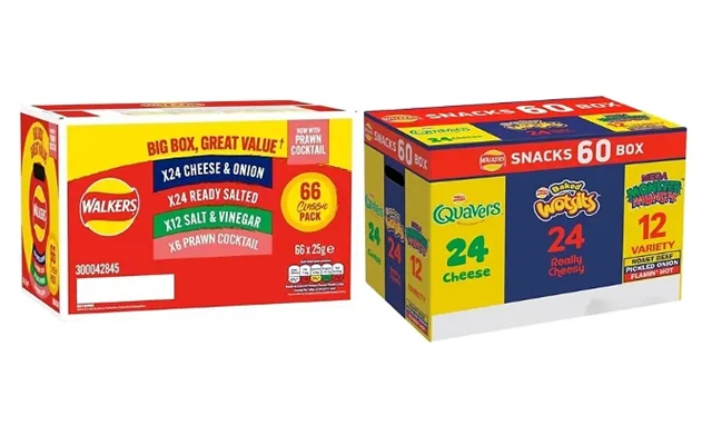 60 Or 66-pack Walkers Crisps Snack Variety Box