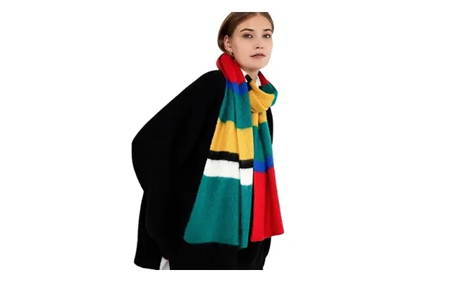 Bright Colour-blocked Striped Knit Scarf product image
