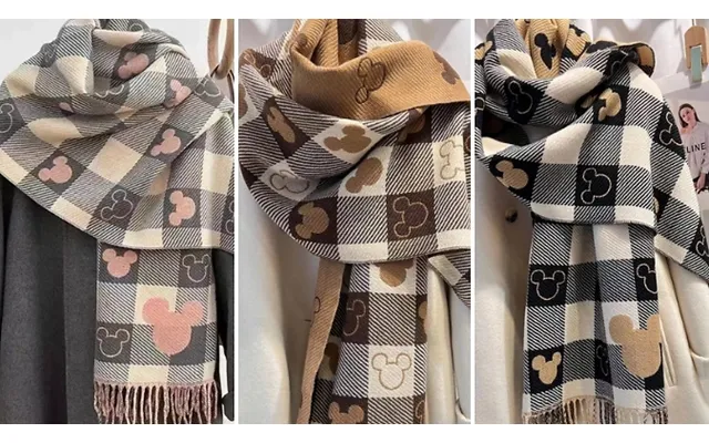 Checkered Mouse Silhouette Long Scarf - 3 Colours product image