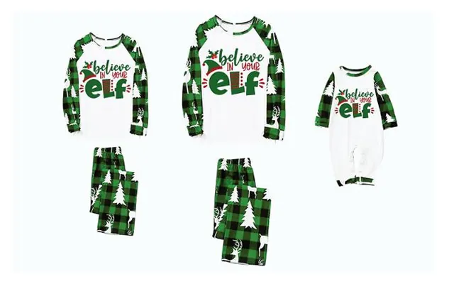 Christmas Green Plaid & Elf Family Matching Pyjamas - 5 Family Members product image