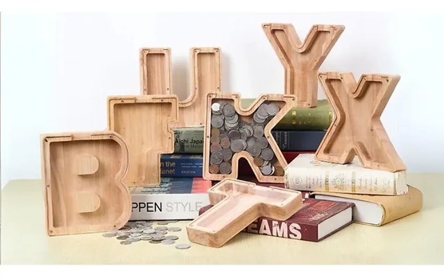 Creative A-z Letters Wooden Transparent Money Box - 26 Letters