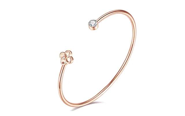 Genuine Diamond & Swarovski Flower Rose Gold Bangle