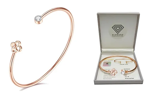 Genuine Diamond & Swarovski Rose Gold Bangle