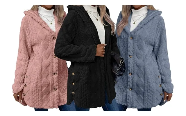 Jacquard Plush Hooded Cardigan - 6 Colours & 5 Sizes product image