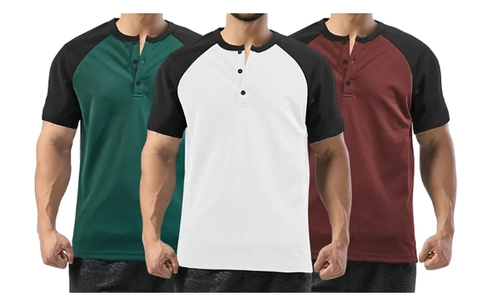 Men’s Colour-blocked Button Front T-shirt - 5 Colours, 6 Sizes