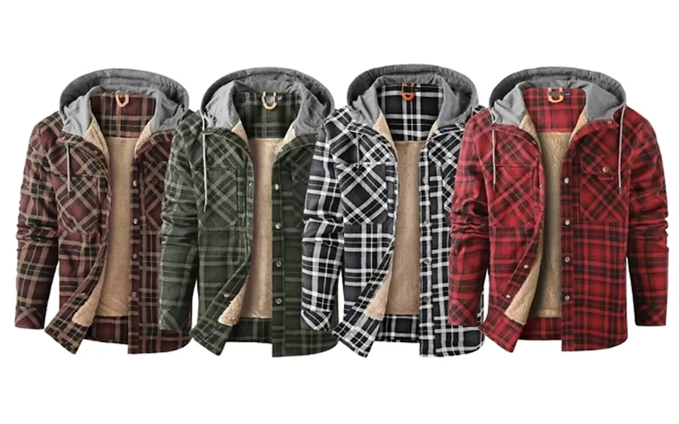 Men's Fleece-lined Plaid Jacket - 5 Colours, 5 Sizes