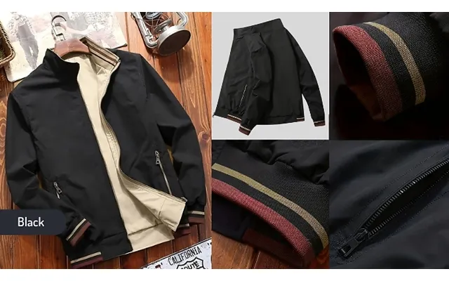 Men’s Solid Reversible Casual Jacket - 3 Colours, 7 Sizes
