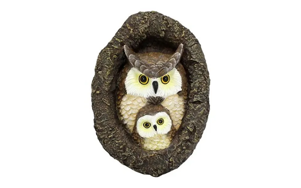 Mother & Baby Owl Tree Hole Garden Decoration