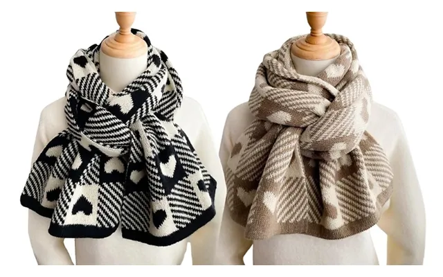 Plaid Heart Print Winter Scarf - 2 Colours product image