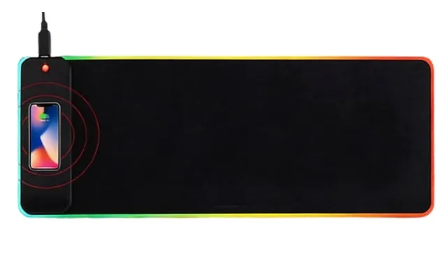 Rgb Glowing Extra-long Mouse Mat With Wireless Charging
