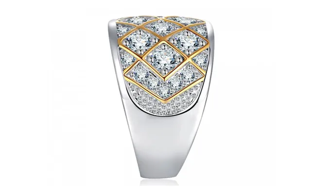 Rhodium Plated Ring With Clear Simulated Sapphire Mesh Design - 4 Sizes