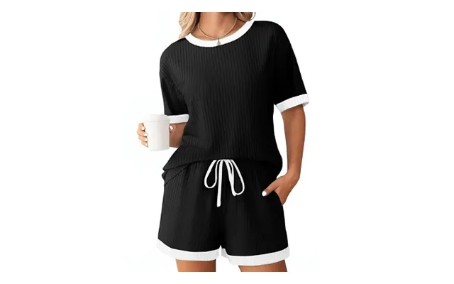 Ribbed Colour-blocked Short-sleeve Top & Shorts Set - 7 Colours, 5 Sizes product image