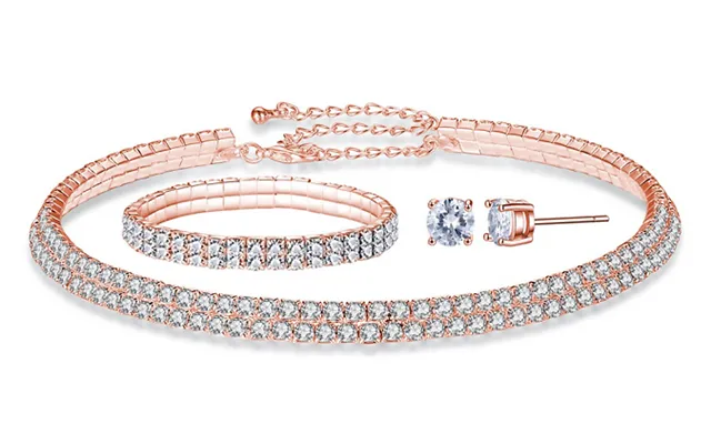 Rose Gold Double Row Tri-set With Crystals From Swarovski