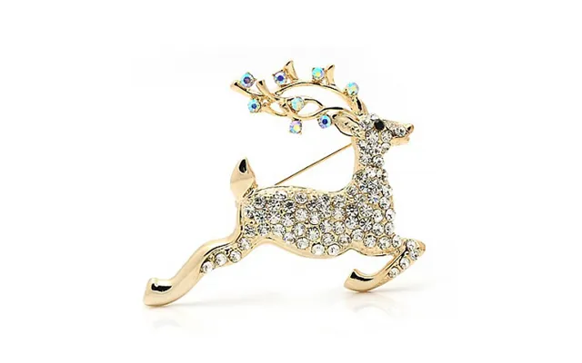 Simulated Crystal Reindeer Brooch - 3 Colours product image