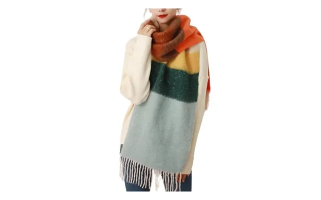 Striped Colour-blocked Tassel Scarf product image