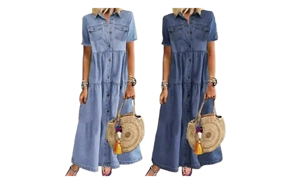 Summer Denim Style Maxi Dress - 2 Colours & 6 Sizes