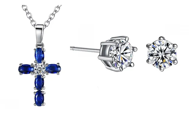Swarovski Crystal & Simulated Sapphire 3-piece Jewellery Set