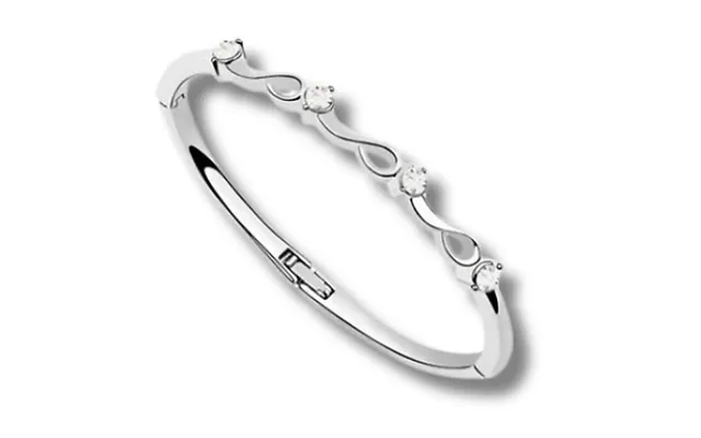 Swarovski Elements 18k White Gold Plated Four Stone Bangle - 1, 2 Or 3 Pack
