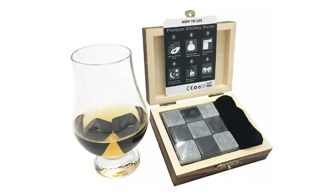 Whiskey Stones With Velvet Pouch And Wooden Box